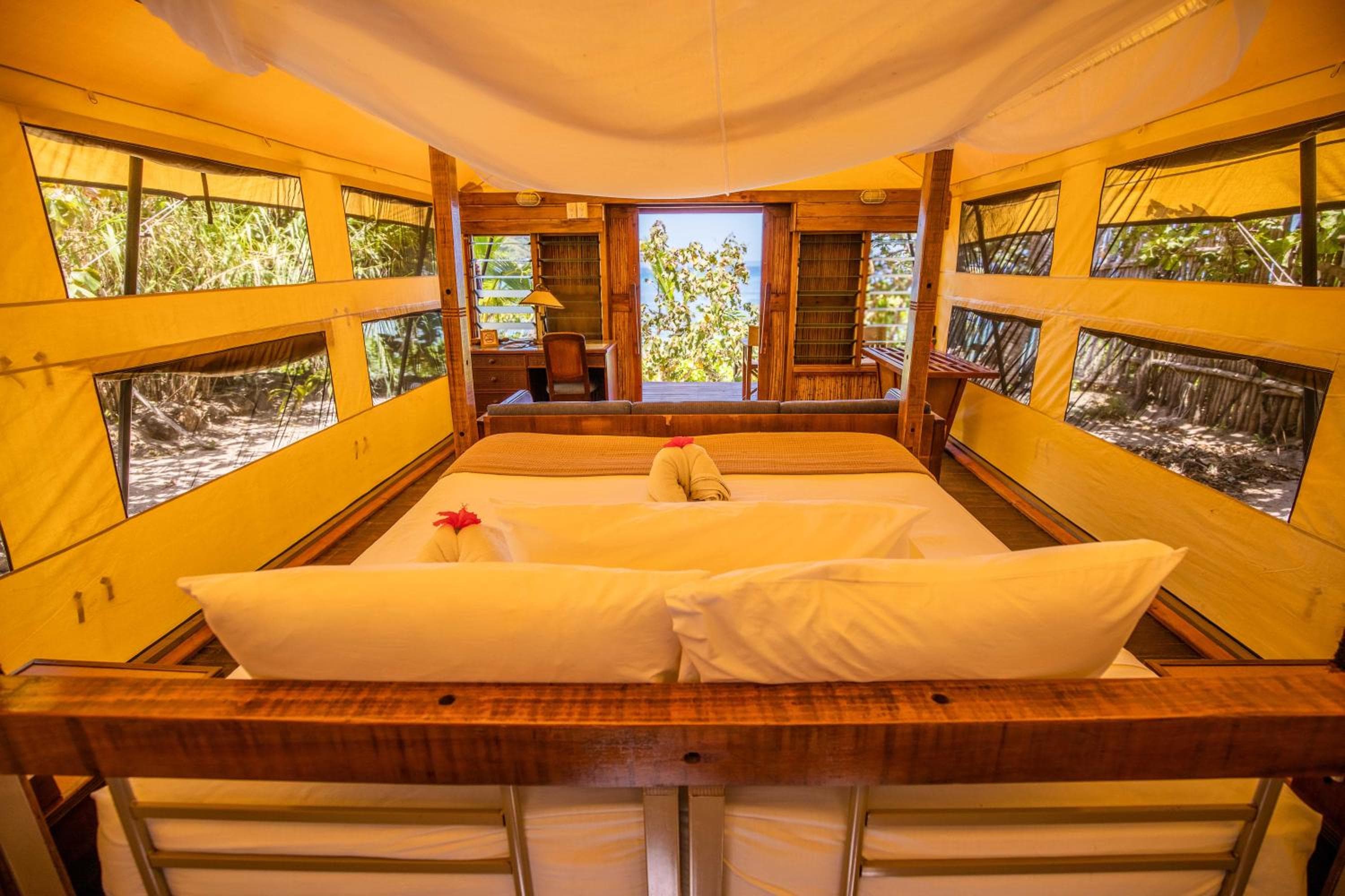 Beachfront Safari Bure at Barefoot Kuata Island Resort
